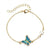 Fashion Link Bracelet with Oil Painted Butterfly Charm Bangles Imitation Pearl Wedding Bridal Bracelets Birthday Jewelry Gift